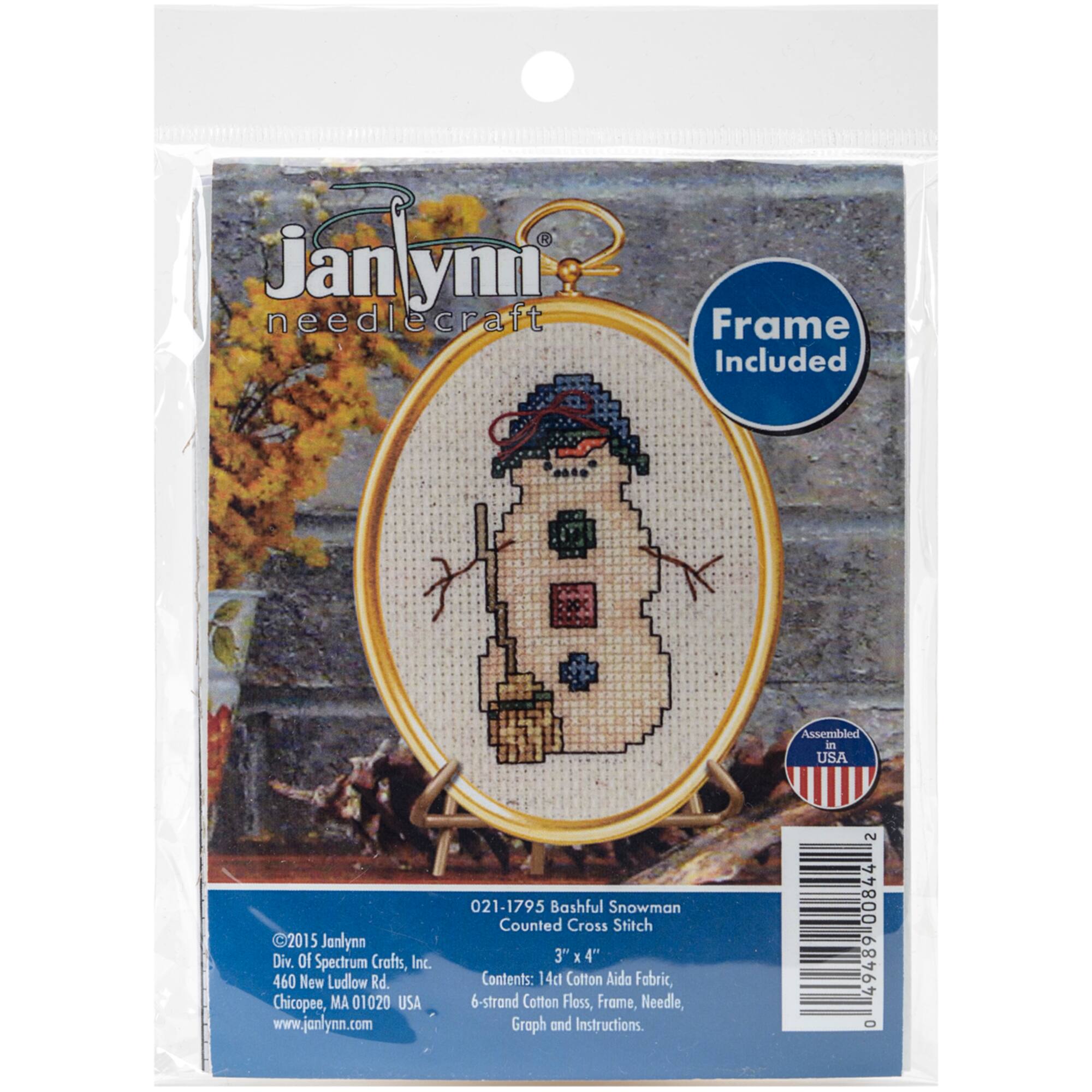 Janlynn® Bashful Snowman with Frame Counted Cross Stitch Kit